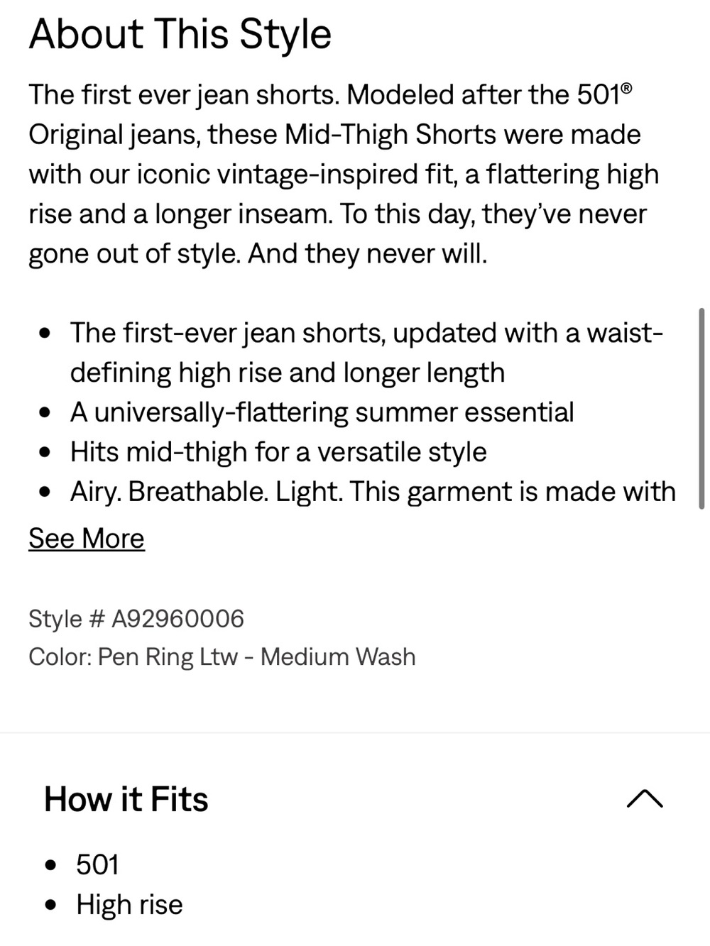 Levi's Premium 501 mid thigh jeans shorts - Picture 10 of 10